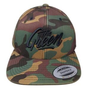 The Green Snapback Hat Brown One Size Camo Hawaiian Flag Patch Logo Embroidery